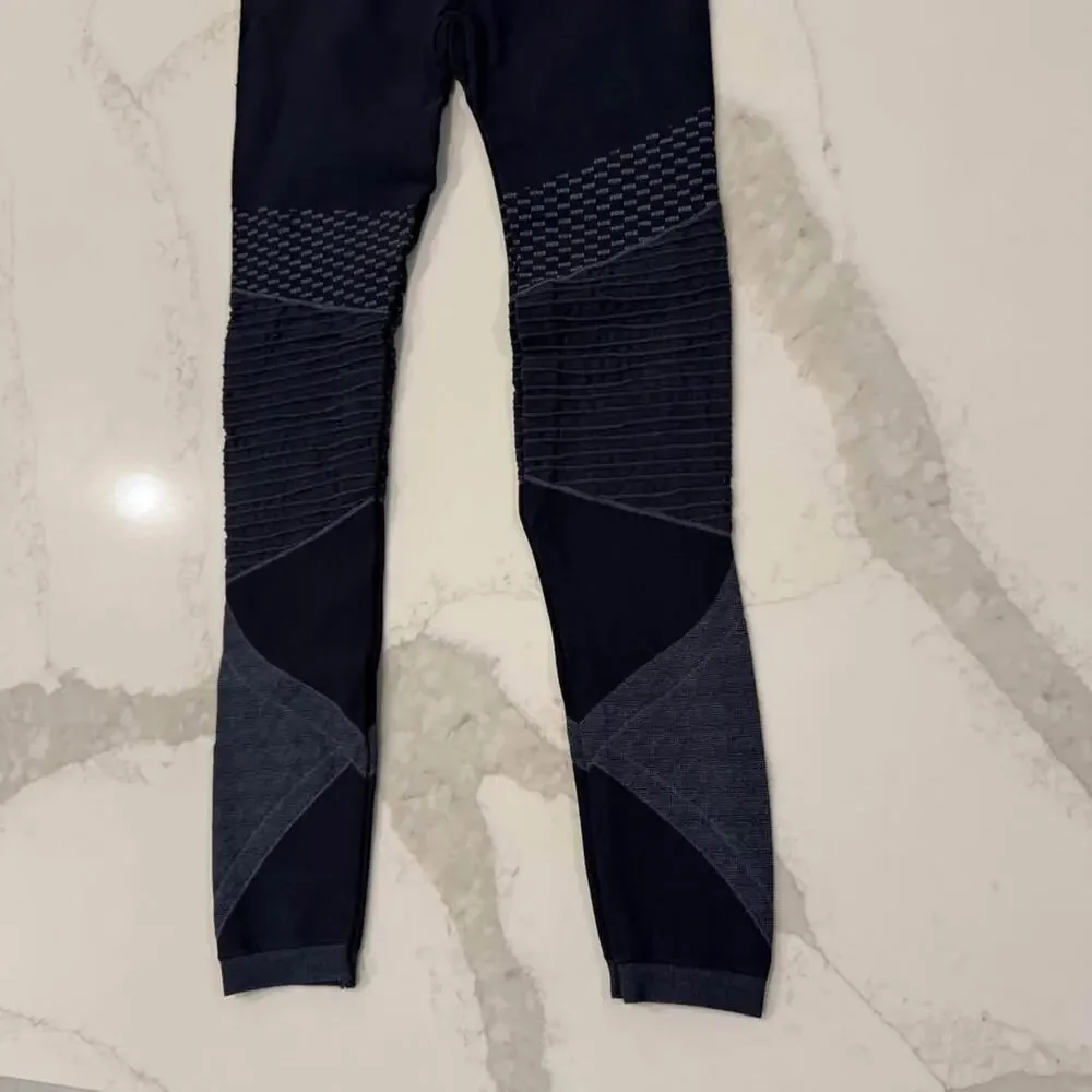 Spanx High Rise Seamless Moto Leggings Women’s Medium Indigo Sky Nylon Stretch - Picture 2 of 5